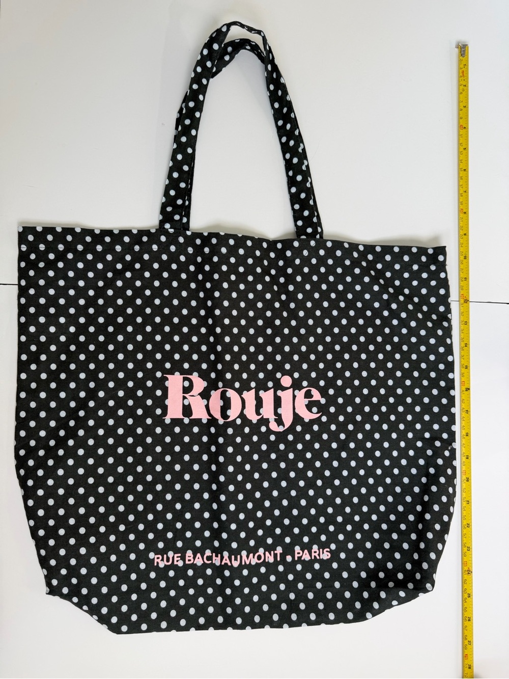 Rouje Paris Polka Dot Large Tote Bag – Black & Pink